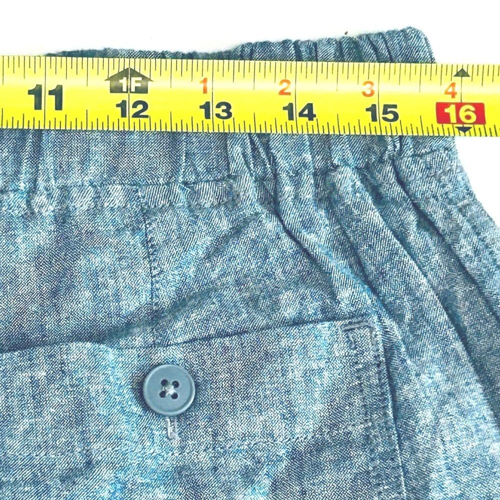 TALBOTS women's blue chambray linen cotton bermuda lenght shorts elastic waist 6 - Picture 9 of 11